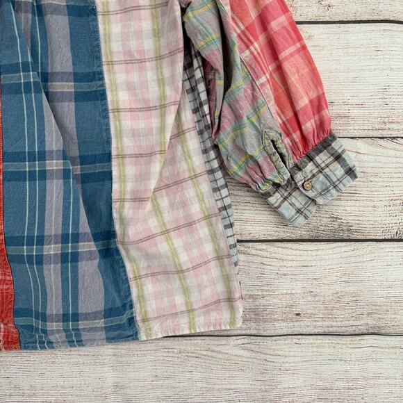 Sacred Threads Patchwork Pleated Blouse Womens Large Purple Pink White - Picture 8 of 11